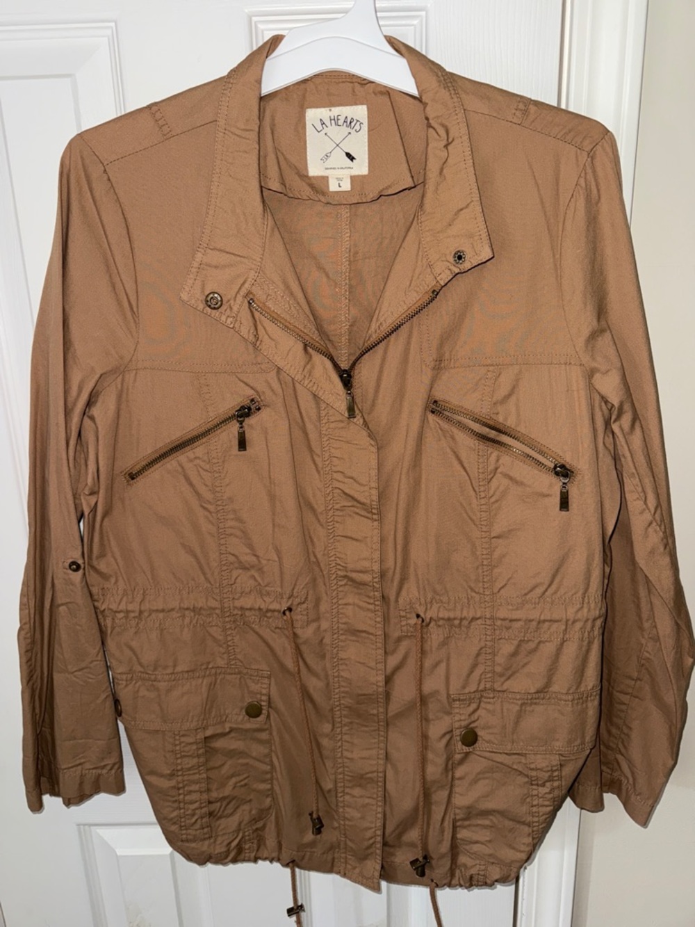 La Hearts Tan Utility Anorak Jacket with Zip Pockets